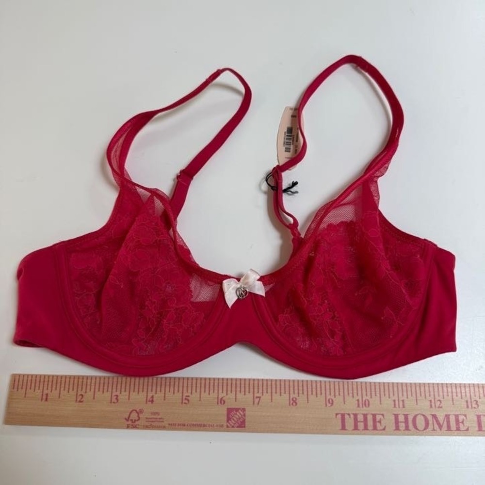 Victoria's Secret Unlined Demi Bra Red Womens 36B Lace New! - Picture 3 of 6